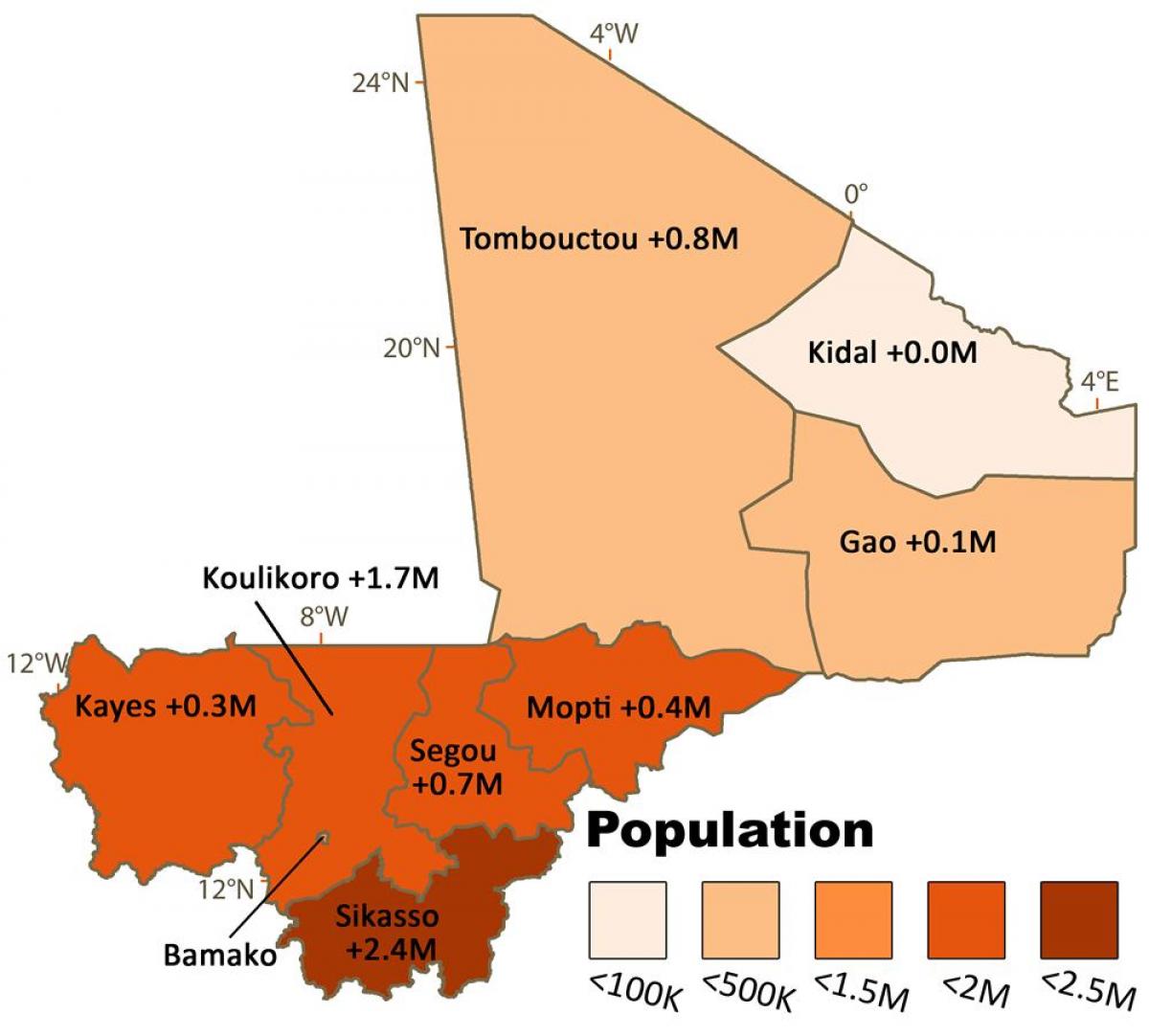 خريطة مالي السكان