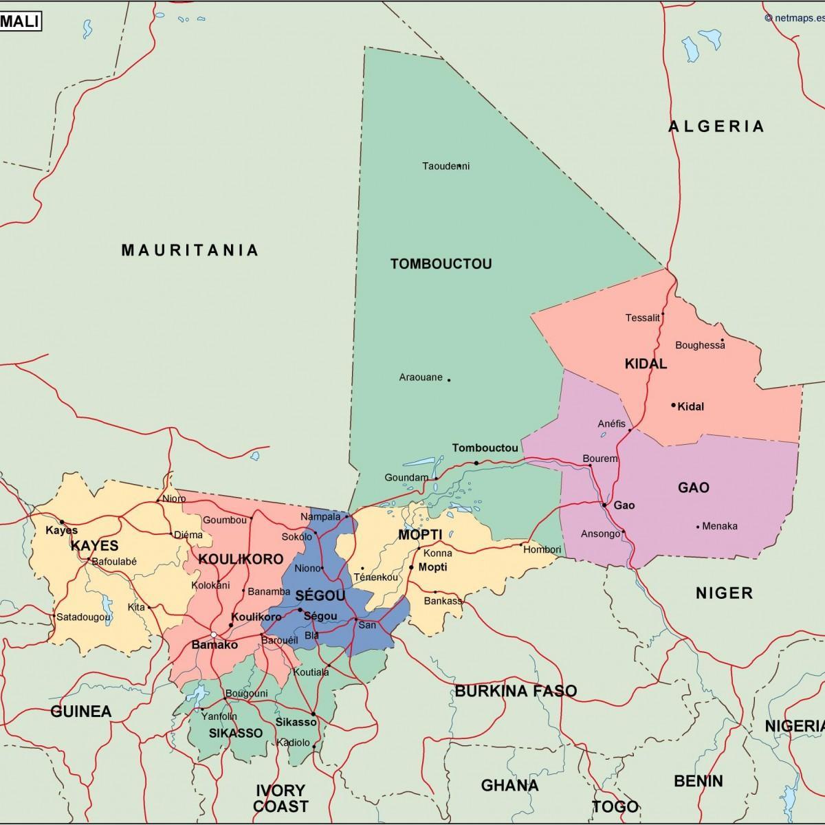 الخريطة السياسية مالي